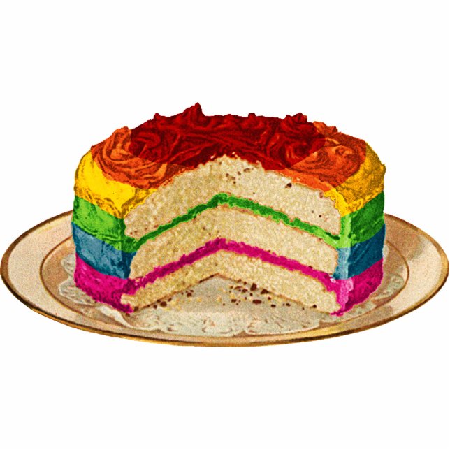 Retro Rainbow Cake Photo Sculpture Decoration (Front)