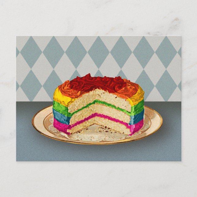Retro Rainbow Cake Postcard (Front)