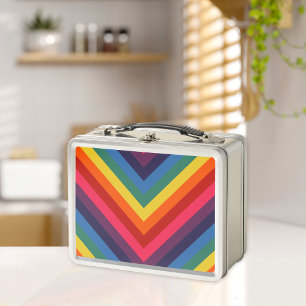 Retro Rainbow Chevron Colourful Metal Lunch Box