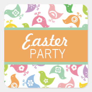 Retro Rainbow Chicks Easter Party Favours Gift Tag