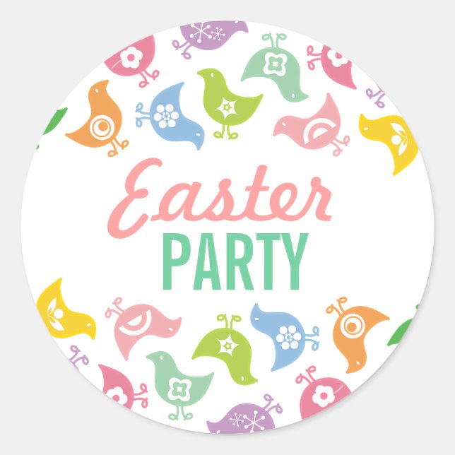 Retro Rainbow Chicks Easter Party Favours Gift Tag (Front)