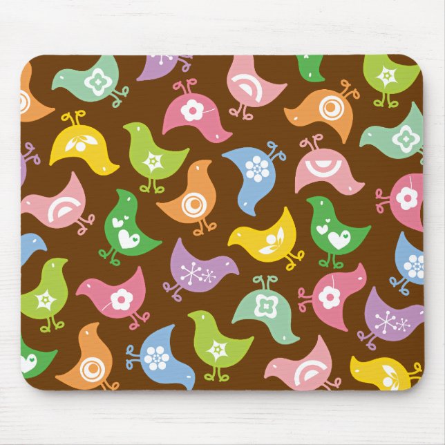 Retro Rainbow Chicks Fun Pattern Custom Mousepad (Front)