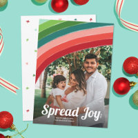Retro Rainbow Christmas Photo Holiday Card