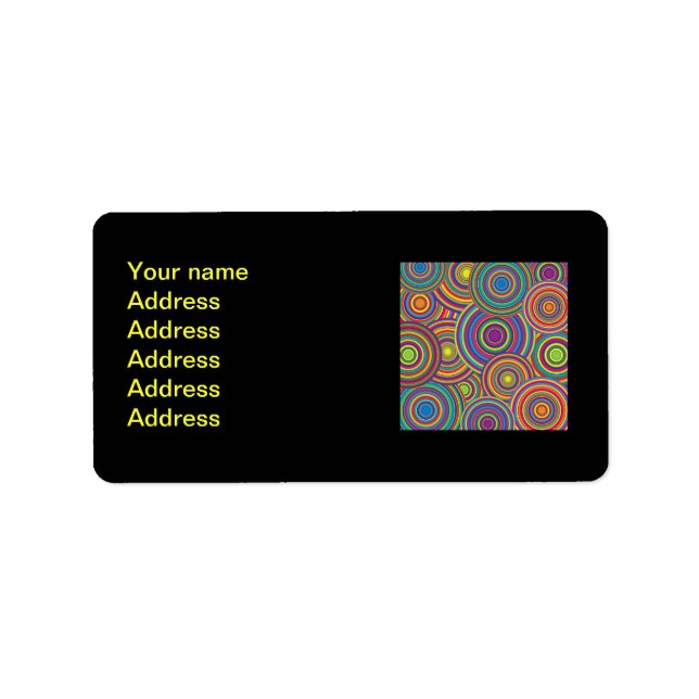 Retro Rainbow Circles Pattern Label (Front)