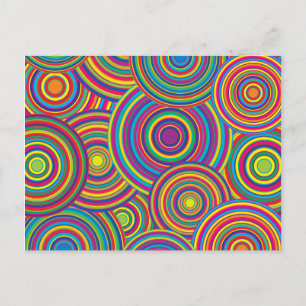 Retro Rainbow Circles Pattern Postcard