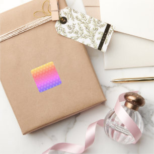 Retro Rainbow Circles Square Sticker