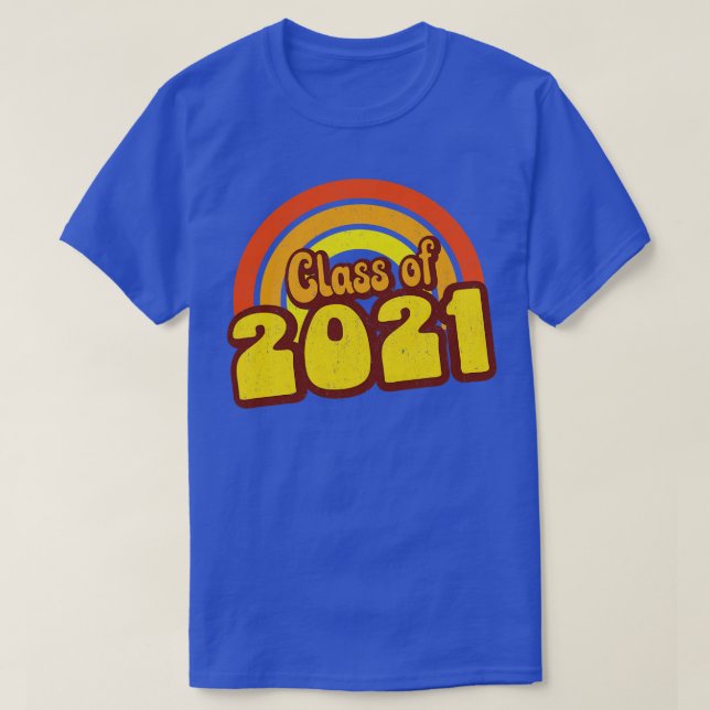 Retro Rainbow Class of 2021 distressed T-Shirt (Design Front)