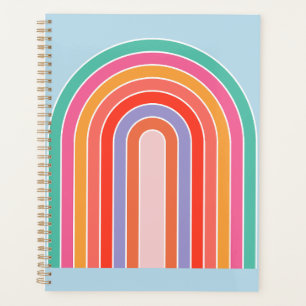 Retro Rainbow Colourful Blue Planner