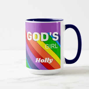 Retro Rainbow Colours God's Girl ROYGBIV Christian Mug