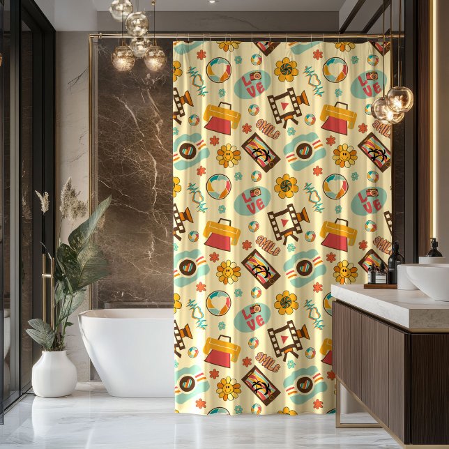 Retro Rainbow Curtain 70s Pastel Bathroom Joy (Retro Rainbow Curtain 70s Pastel Bathroom Joy)