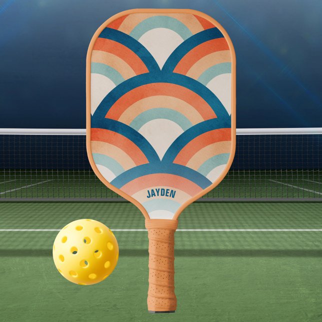 Retro Rainbow Custom Text Pickleball Paddle (Retro Rainbow Custom Text Pickleball Paddle
)