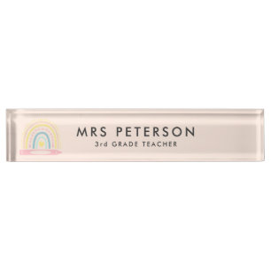 Retro Rainbow Cute teacher desk name plate
