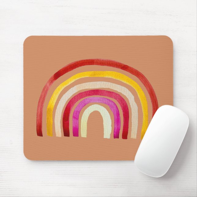 Retro Rainbow cute watercolor Mouse Mat (With Mouse)