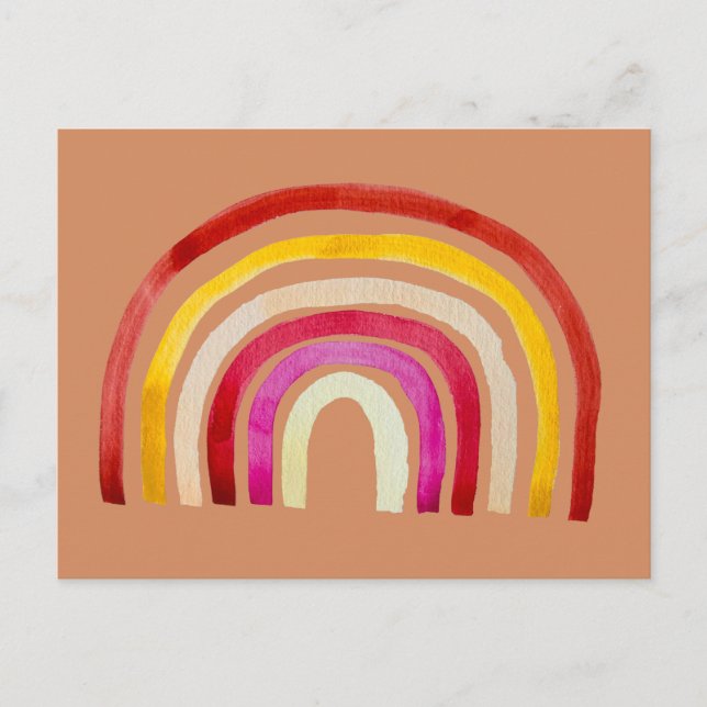 Retro Rainbow cute watercolor Postcard (Front)