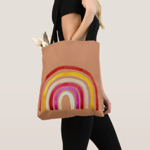 Retro Rainbow cute watercolor Tote Bag