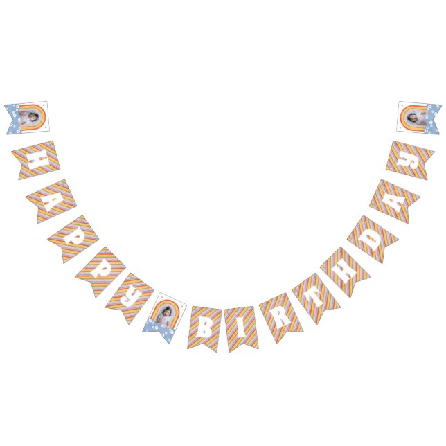 Retro Rainbow & Daisies Birthday Bunting Banner (All)