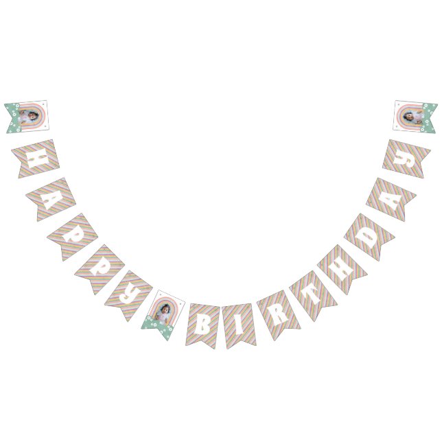 Retro Rainbow & Daisies Birthday Bunting Banner (All)