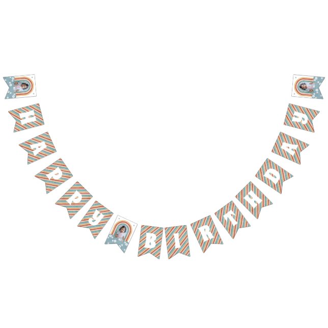 Retro Rainbow & Daisies Birthday Bunting Banner (All)