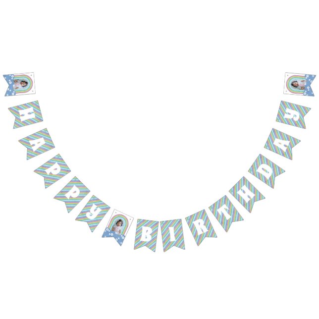 Retro Rainbow & Daisies Birthday Bunting Banner (All)