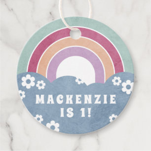 Retro Rainbow & Daisies Kid's Party Favour Gift Ta Tags