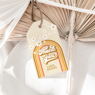 Retro Rainbow Daisy Groovy bridal shower Gift Tags