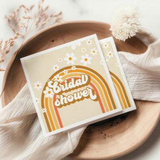 Retro Rainbow Daisy Groovy bridal shower Napkin