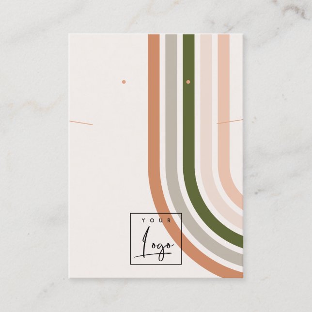 Retro Rainbow Desert Logo Earring Necklace Display Business Card (Front)