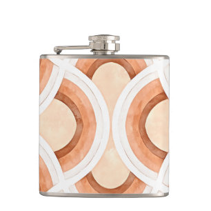 Retro Rainbow Design In Pastel Rust and Desert Hip Flask