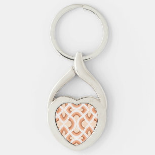 Retro Rainbow Design In Pastel Rust and Desert Key Ring