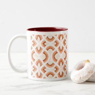 Retro Rainbow Design In Pastel Rust and Desert Two-Tone Coffee Mug