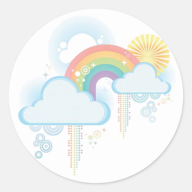 Retro Rainbow Design - Pastel Classic Round Sticker (Front)