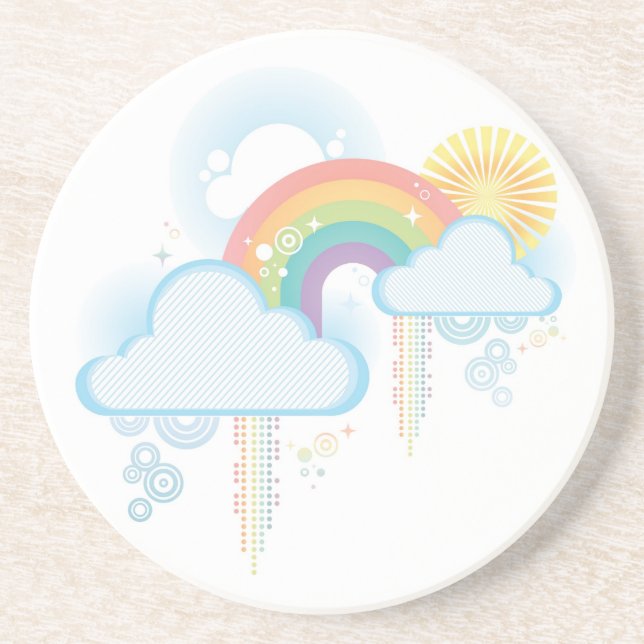 Retro Rainbow Design - Pastel Coaster (Front)