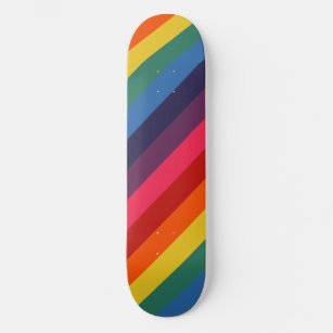 Retro Rainbow Diagonal Stripe Vintage Skateboard