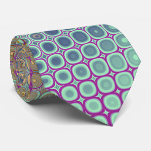 Retro Rainbow Dots Fractal Tie