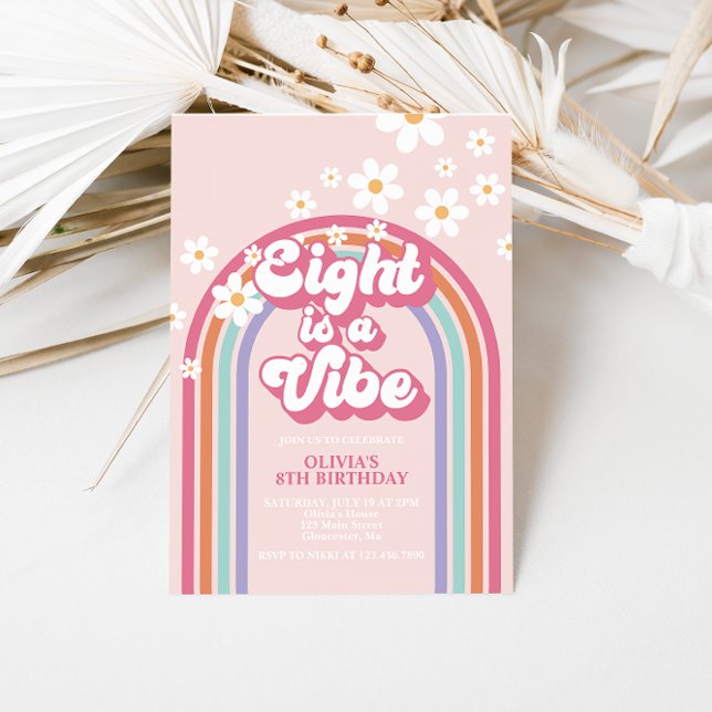 Retro Rainbow Eight is a Vibe 8th Birthday Invitation (Creator Uploaded)