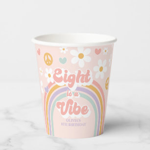 Retro Rainbow Eight is a Vibe 8th Birthday Paper Cups