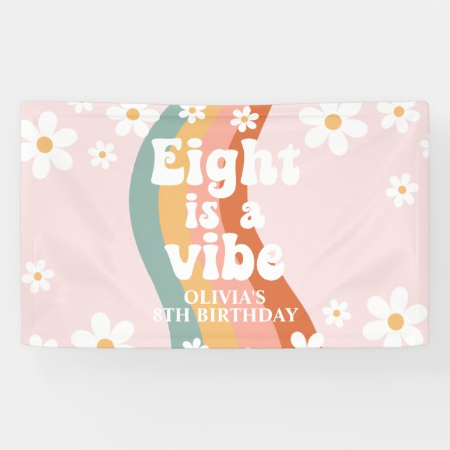Retro Rainbow Eight is a Vibe Daisy 8TH Banner (Horizontal)