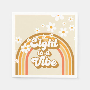 Retro Rainbow Eight is a Vibe Groovy 8th Birthday Napkin