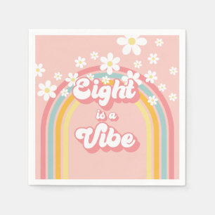 Retro Rainbow Eight is a Vibe Groovy 8th Birthday Napkin