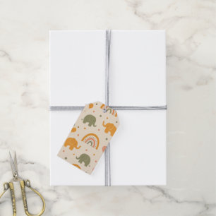 Retro Rainbow Elephant Gender Neutral Gift Tags