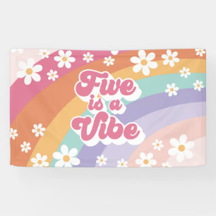 Retro Rainbow Five is a Vibe 5th Birthday Banner