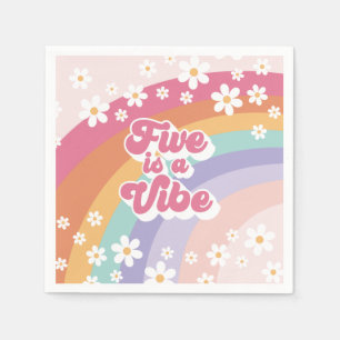 Retro Rainbow Five is a Vibe 5th Birthday Napkin