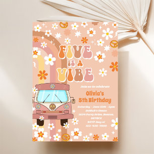 Retro Rainbow Five is a Vibe Groovy 5th Birthday Invitation