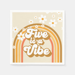 Retro Rainbow FIVE is a Vibe Groovy 5th Birthday Napkin