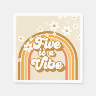 Retro Rainbow FIVE is a Vibe Groovy 5th Birthday Napkin