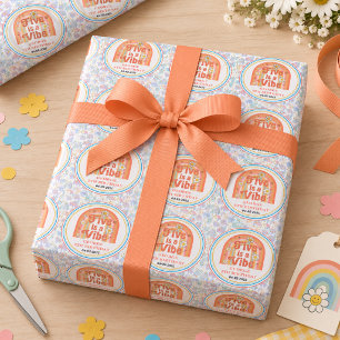 Retro Rainbow FIVE is a Vibe Groovy 5th Birthday Wrapping Paper