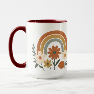 Retro Rainbow Floral Ceramic Mug