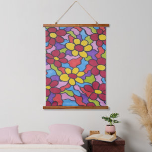 Retro Rainbow Flower Pattern  Hanging Tapestry