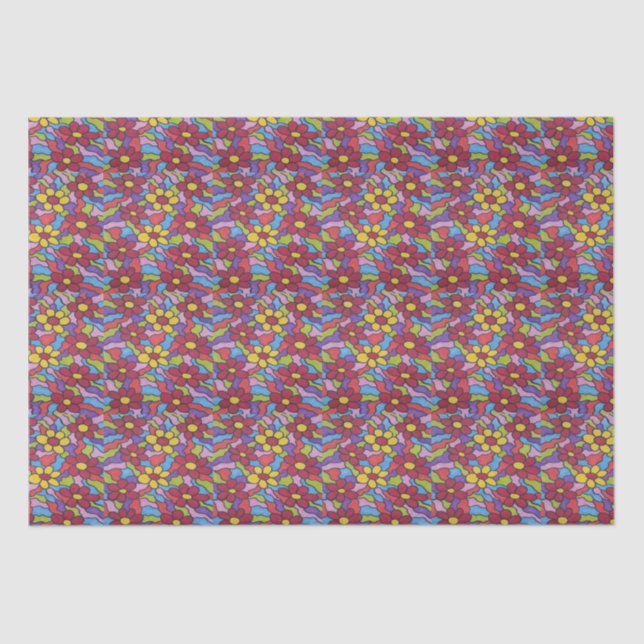 Retro Rainbow Flower Pattern  Tissue Paper (Front)