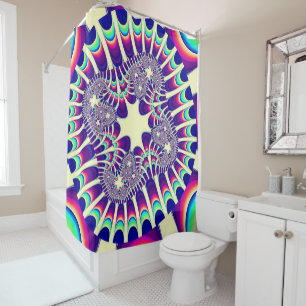 Retro Rainbow Flower Shower Curtain